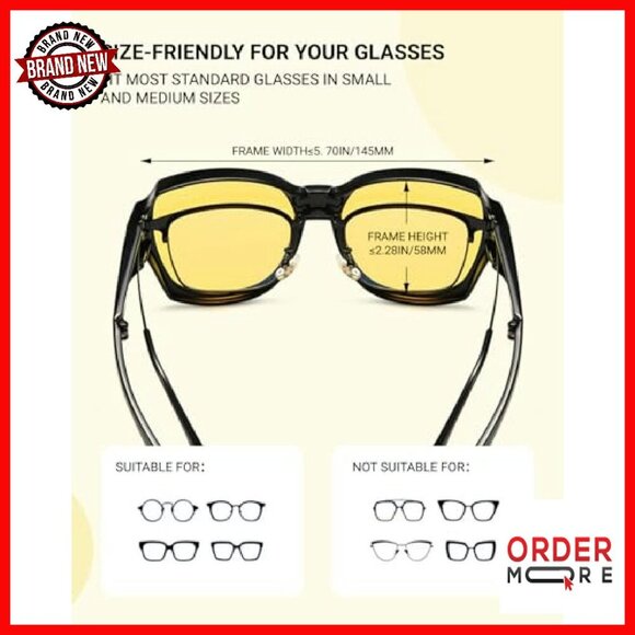 Polarized Night Driving Glasses Folding Oversized Fit Over Prescription main image 2